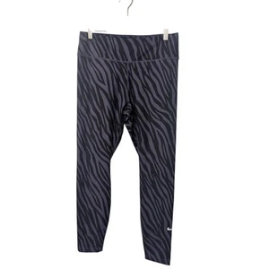 NIKE Dri-Fit Womens Size Large Purple Black Zebra Print Cropped Leggings - Picture 1 of 6