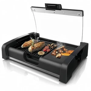 2in1 Elektrische Teppanyaki Grillplatte, 1200W Indoor Antihaft Pfannkuchen Rauchfrei Grill - Bild 1 von 5