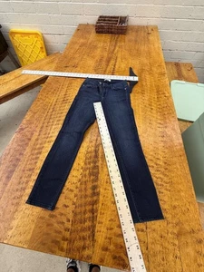 Paige High Rise Straight Leg Jeans Frayed Hem Dark Wash Denim Size 27 t5 - Picture 1 of 5