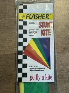 Vintage The Flasher Rainbow Stunt Kite #11070 Fiberglas Rahmen 30" Ripstop NOS - Bild 1 von 4