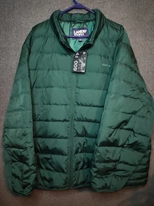 Lands’ End Men’s Down Puffer Jacket 600 Fill Power Green 4XL NWT - Picture 1 of 5