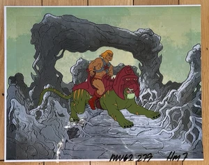 He-Man Original Production Cel With Copy Background With He-Man And Battle Cat - Picture 1 of 2