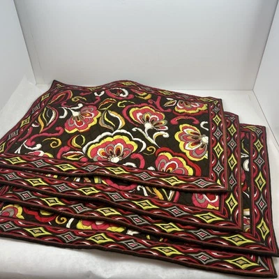 Vera Bradley PUCCINI Pattern Placemats Set of 4 Retired Floral Print Brown Read - Image 1 of 4