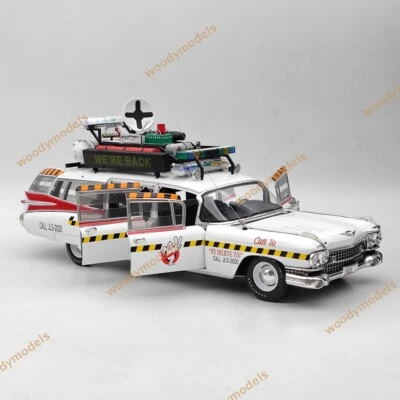 1:18 HOT WHEELS Elite Cadillac Ghostbusters II ECTO 1A X5470 Diecast Model CarUS - Image 1 of 4