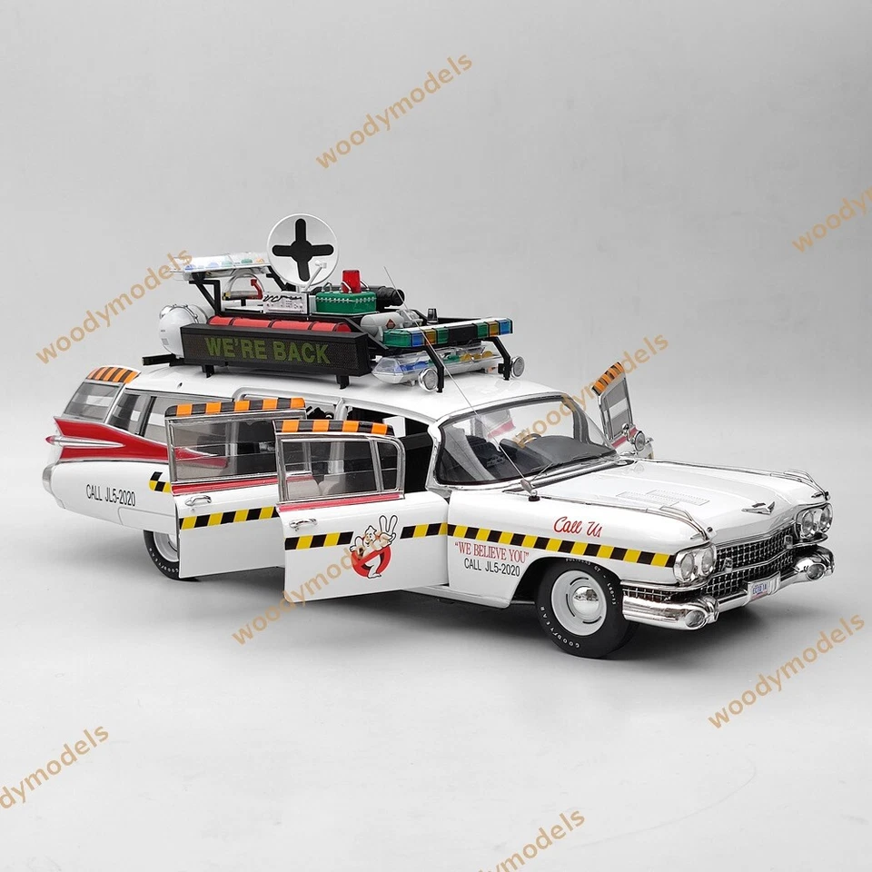 1:18 HOT WHEELS Elite Cadillac Ghostbusters II ECTO 1A X5470 Diecast Model CarUS - Image 1 of 4