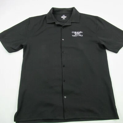 Camisa masculina Colorado State XL botão frontal campo de atletismo colarinho de poliéster preto - Imagem 1 de 4