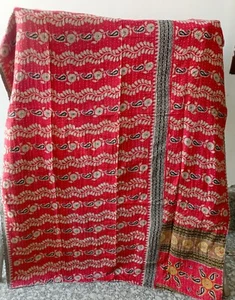 Indian Handmade Kantha Quilt Vintage Bedspread Throw Cotton Blanket Gudari Twin - Picture 1 of 2