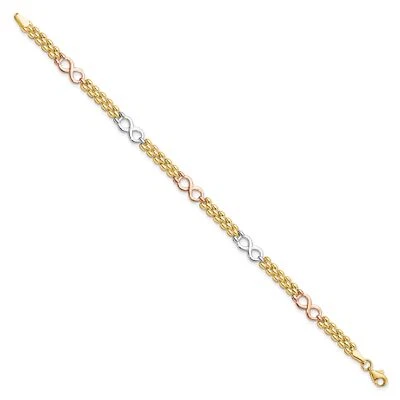 10k Tri-Color Gold 5mm Reversible Infinity Chain Bracelet - Image 1 of 4