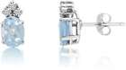14K White Gold Oval Aquamarine Earrings with Diamonds E8023W-03