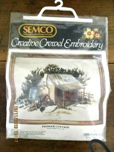 ~SEMCO CREATIVE CREWEL EMBROIDERY KIT No. 1237 - PIONEER COTTAGE - UNUSED~ - Picture 1 of 4