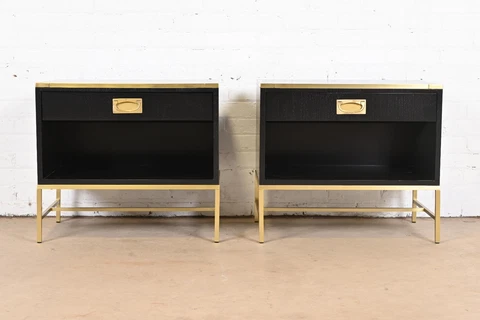 Thomas Pheasant for Baker Furniture Modern Campaign Black Nightstands Cover