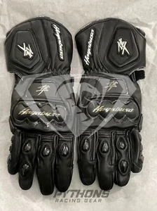 Suzuki Hayabusa Motorcycle Motorbike Racing Leather Gloves MotoGP Pythons Gants - Foto 1 di 2