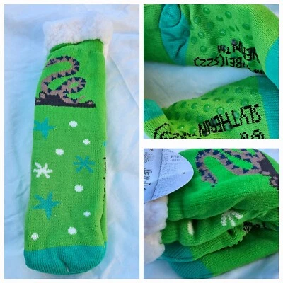 Гарри Поттер Слизерин шерпа с подкладкой нескользящие тапочки носки один размер зеленый новый - Изображение 1 из 4