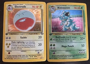 Lotto Pokémon (2) Prima Edizione Pokémon Holos Elettrodo 2/64 e Nidoqueen 7/64 - Foto 1 di 3