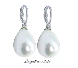 Orecchini Donna in Argento 925 con perla a goccia e zirconi bianchi pendente - Foto 1 di 12