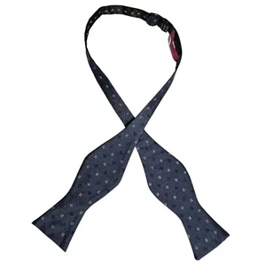 WHY KNOT BY JOS. A. BANK Blue Floral Silk Blend DESIGNER Self Bow Tie - Picture 1 of 2