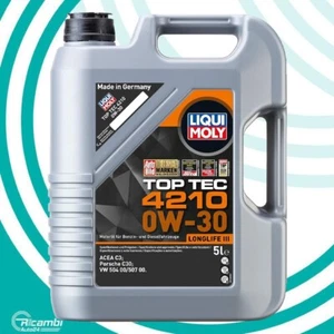 LIQUI MOLY TOP TEC 4210 0W30 C3 LONGLIFE III LL4 229.51 OLIO MOTORE AUTO 5 LITRI - Foto 1 di 6