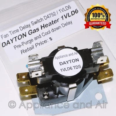 DAYTON 1VLD6 OEM Fan Time Delay Switch +Hardw & Instructions, Ships FREE TODAY!