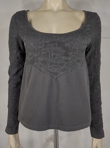 Neu mit Etikett Anthropologie dunkelgrüne dehnbare Bluse mit Spitzenärmeln und Rundhalsausschnitt Damen Large - Bild 1 von 10
