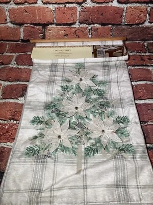NWT CYNTHIA ROWLEY CHRISTMAS TABLE RUNNER 16" X 72" WHITE/SILVER/GREEN - Image 1 of 4