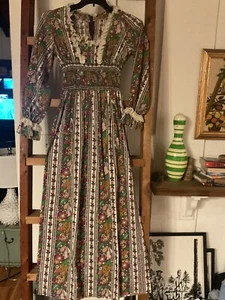 vintage jack hartley miami holiday cottage prairie kleid xs boho hippie - Bild 1 von 7
