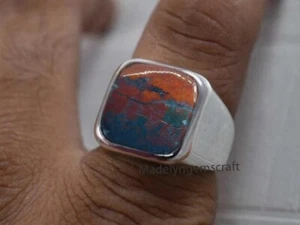Anillo de piedra de sangre roja anillo de plata de ley 925 para hombre anillo de regalo del día del padre - Imagen 1 de 4
