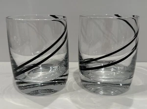 Set of 2 RARE Luigi Bormioli Black Swirl Double Old Fashioned Rocks Glasses EUC - Picture 1 of 3