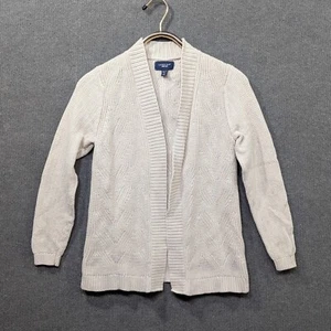 Lands End Drifter Cardigan Sweater Women Medium Petite Open Front Oatmeal Preppy - Picture 1 of 9