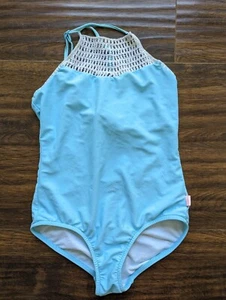 Size 10 Seafolly Sundial One-Piece Blue White Girl Swimsuit Swim Suit Swimwear - Picture 1 of 5