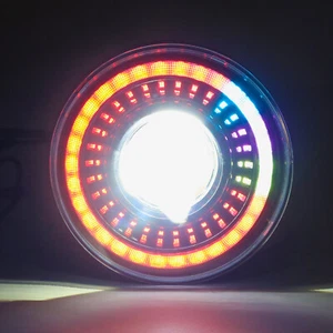 7"inch LED RGB Demon Halo Headlights Combo Chasing for Jeep Wrangler JL JK JLU - Picture 1 of 21