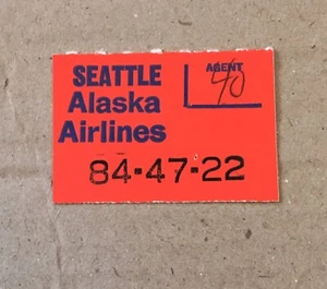 SEATTLE ALASKA Airlines Vintage Baggage Claim Ticket Stub - Picture 1 of 1