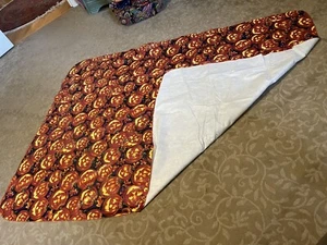 Halloween Scary Happy Orange Pumpkins Fall Harvest Vinyl Rectangular Tablecloth  - Picture 1 of 2