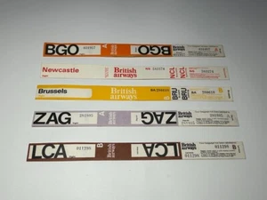 5 x Unused British Airways Baggage Identification Tags All Different 1970s - Picture 1 of 10
