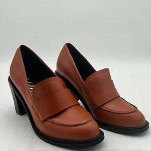 YDN Women Chunky High Heels Round Toe Oxford Loafer Shoes Slip On Office Work - Picture 1 of 7
