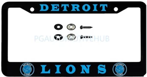 License Plate Frame Black Stainless Steel Vinyl Lettering FOR DETOIT LIONS - Picture 1 of 3