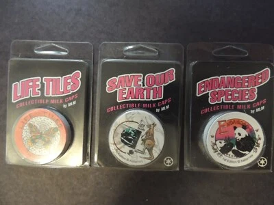 POGS MILK CAPS DANIEL P. KELLARNEY III 3 SEALED SETS ENDANGERED SPECIES C-PICS - Image 1 of 4