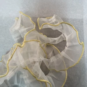 Vintage Organza Scalloped Yellow Edge White Trim By The Yard 1 1/2” Wide - Picture 1 of 4
