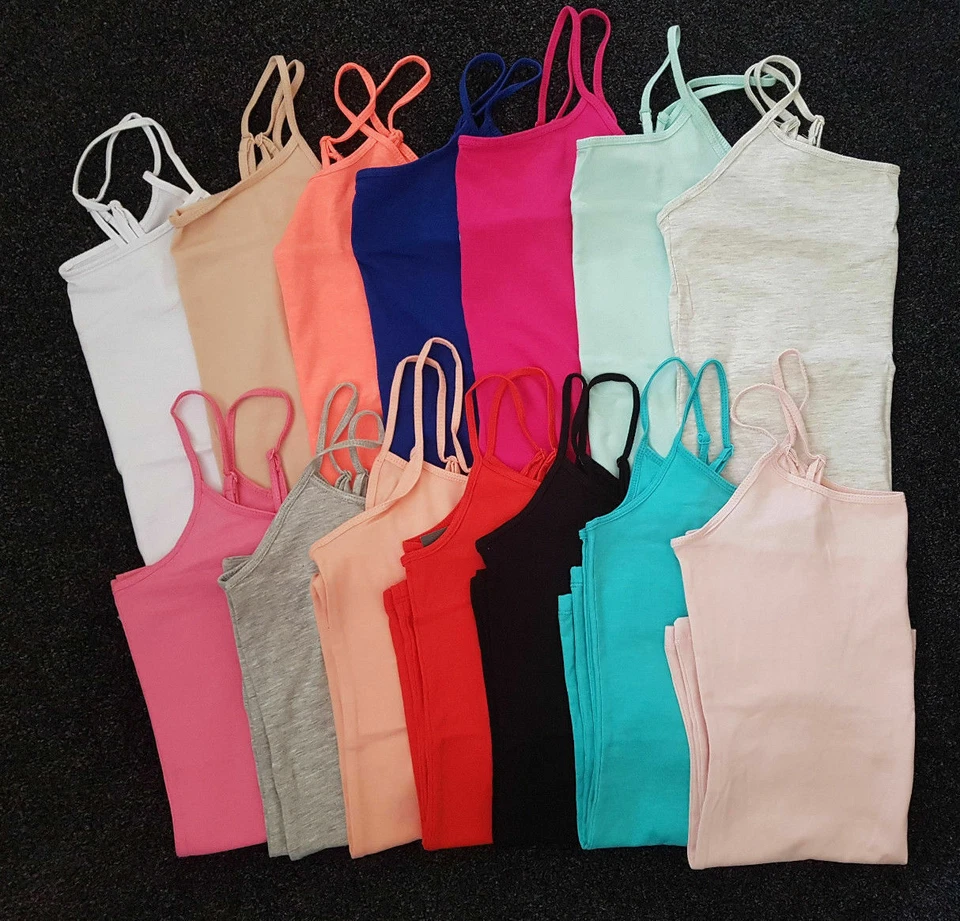 Primark Cami Vest Top Plain Stretch Spaghetti Strap 2XS-2XL 30+colour - Image 1 of 1