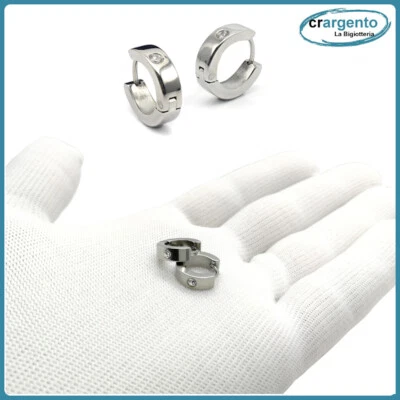 orecchini a cerchio uomo in acciaio inox piccoli cerchietti orecchino da donna - Immagine 1 di 4