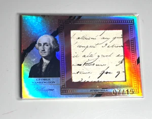 2023 Bellissimo Ed #111 George Washington Handwritten Jumbo Relic GOLD 07/15 - Bild 1 von 9