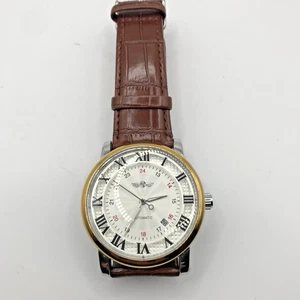 Winner Automatic Watch – Classic Silver Dial, Brown Leather Strap, Silver Bezel, - Imagen 1 de 7