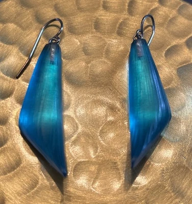 Серьги Alexis Bittar висячие капли светящиеся аква в бирюзовый синий меч - Изображение 1 из 4