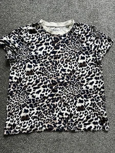 Primark Leopard Cheetah Boxy Tshirt Top Cream Brown Black - Picture 1 of 3