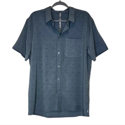 Vuori Blue Indigo Micro Polka Dot Crest Short Sleeve Button Down Shirt Mens XL - Image 1 of 4