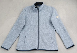 Eddie Bauer Jacket Womens Medium Blue Full Zip Sweater Fleece Stand Collar - Picture 1 of 12