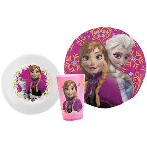 Disney Frozen Anna & Elsa 3-piece Dinnerware Set Mealtime Plate Bowl & Tumbler - Picture 1 of 3