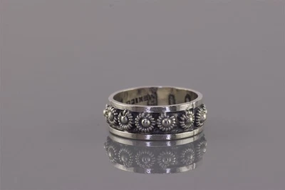 Anillo de plata esterlina de 7 mm con flores florales y brazalete de eternidad Mex 925 talla: 6 Foto 1 de 4