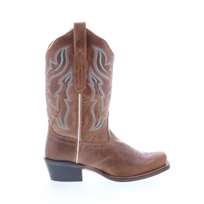 Jama Old West 18006 Womens Brown Leather Slip On Cowboy Western Boots - Image 1 of 4