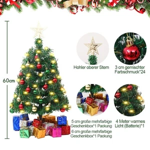 Mini Weihnachtsbaum Künstlicher Tannenbaum Beleuchtet Geschmückt Christbaum 60cm - Bild 1 von 5
