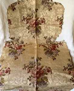 Two Antique French Gold Floral Silk Brocade Fabric ~ Upholstery Chair Seat Back - Picture 1 of 17